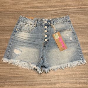 SOLD ON MERCARI High Waist Button-up Distressed Jean Shorts